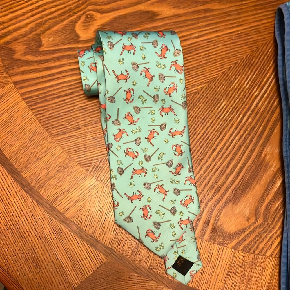 Peter Blair crab and nets teal tie